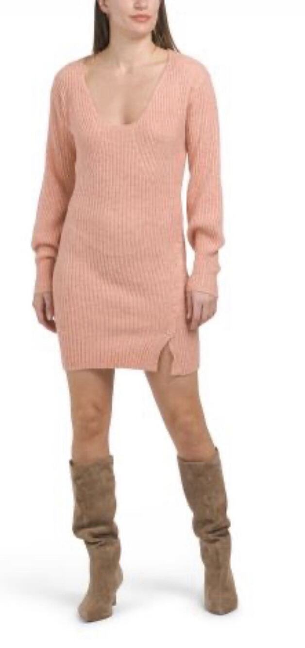 NWT Bardot Cozy Knit Mini Dress Peach Coral Color Size Small Boho Indie Button